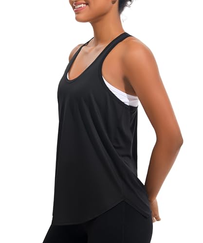Ice Silk Workout Tank Tops for Women Quick Dry Sleeveless Loose Fit Racerback Athletic Running Shirts