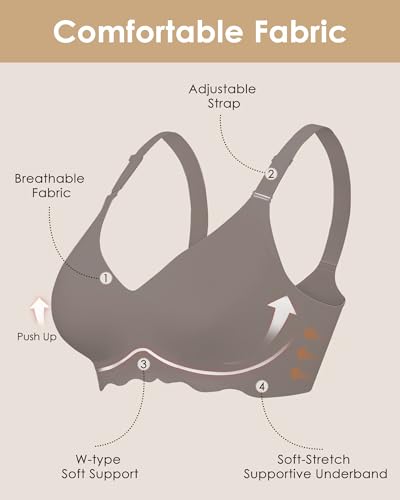 Wireless T Shirt Bra Seamless Push Up Bralette Full Coverage V Neck Comfortable Bras for Women