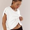 Women's Open Back Workout Top - Short Sleeve Yoga Crop Shirt, Loose Yoga Gym Crop Top