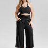 Women's Wide Leg Palazzo Lounge Cropped Pants with Pockets Light Weight Comfy Pajama Capri Pants-20/22"/ 24" Inseam