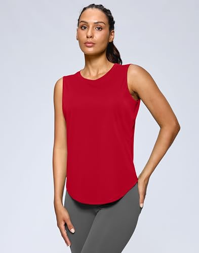 Women's Workout Tank Tops Lightweight Sleeveless High Neck Athletic Shirts for Running Gym Tennis Pickleball