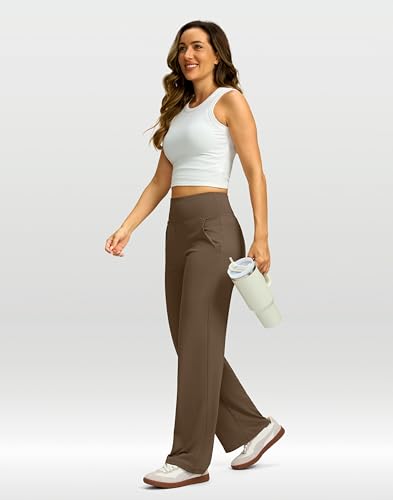 Yoga Pants Women Wide Leg Dress Pants with Pockets High Waist Stretch Petite/Regular/Tall Casual Sweatpants Women