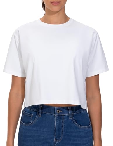 Workout Crop Tops for Women Short Sleeve Shirts Loose Fit Yoga Athletic Basic Cropped T-Shirts