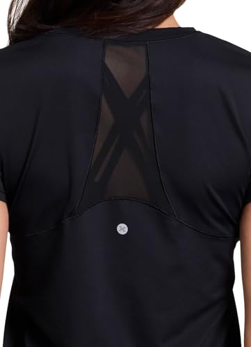 Active Women's Short Sleeve Ventilated Mesh Athletic Performance Workout T-Shirt