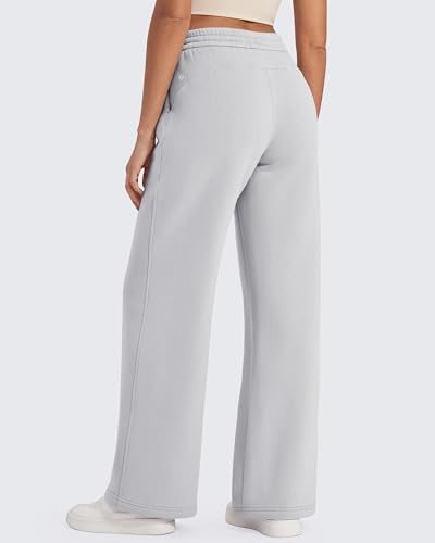 Flurrylux Fleece Lined Sweatpants Women Cotton Wide Leg Pants with Pockets Lounge Casual