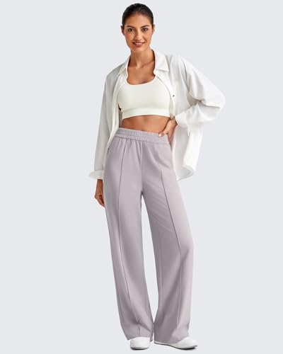 Lightweight Flowy Wide Leg Pants Woman Elastic Waist Front Seam Loose Casual Summer Trousers