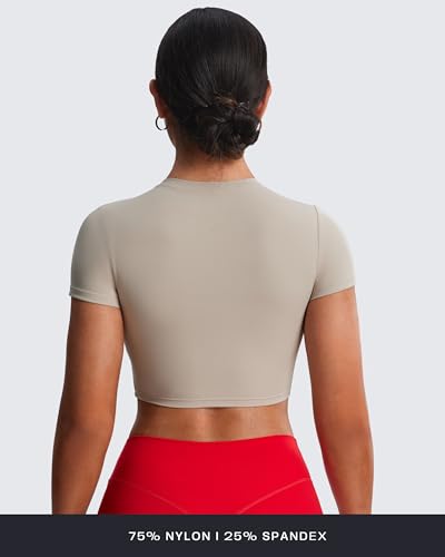 Short Sleeve Crop Tops for Women Classic Longline Baby Tee Workout T Shirt Top