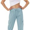 Women's Lightweight Hiking Cargo Pants Outdoor Quick Dry Casual Travel Sweatpants Joggers Elastic Waist Button Pockets