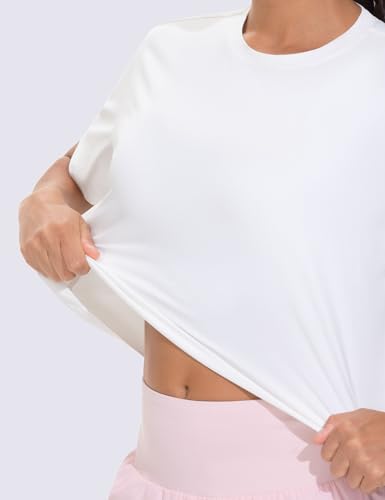 Workout Crop Tops for Women Short Sleeve Shirts Loose Fit Yoga Athletic Basic Cropped T-Shirts