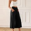 Women's Wide Leg Palazzo Lounge Cropped Pants with Pockets Light Weight Comfy Pajama Capri Pants-20/22"/ 24" Inseam