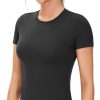 Women's Workout Tops Short Sleeve Slim Fit Breathable Athletic Yoga Running Casual Basic Tee Shirts