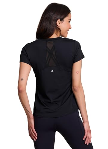 Active Women's Short Sleeve Ventilated Mesh Athletic Performance Workout T-Shirt