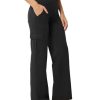 Yoga Pants with Pockets for Women Wide Leg Cargo Pants High Waist Crossover Stretch Work Travel Casual Sweatpants