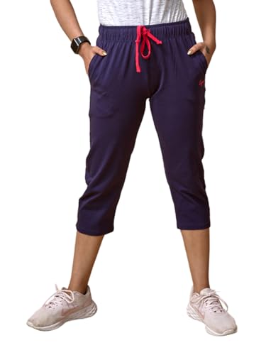 Women's Capri Pant Cropped Jogger with Side Pockets & Drawstring | Stretchable Relaxed-Fit Casual Lounge Track Pants