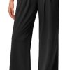 Wide Leg Pants Woman Pull on Stretchy Work Dress Pants High Waisted Business Casual Trousers Slacks 26''/28''