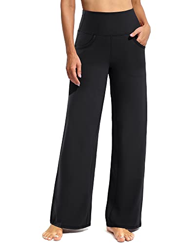 Wide Leg Pants Woman Yoga Pants with Pockets Stretch Loose Casual Lounge Sweatpants Petite/Regular/Tall