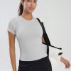 Seamless Short Sleeve Workout Shirts for Women Breathable Running Workout Tops Athletic Gym Yoga Basic Shirts