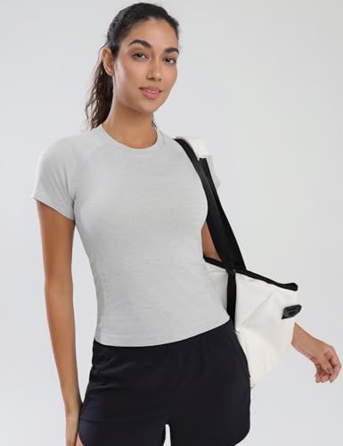 Seamless Short Sleeve Workout Shirts for Women Breathable Running Workout Tops Athletic Gym Yoga Basic Shirts