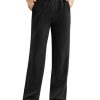 Women's High Waisted Straight Leg Sweatpant Comfy Interior Drawstring Workout Sweat Pants Pocket Warm Casual Pant