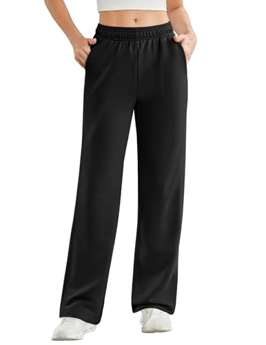 Women's High Waisted Straight Leg Sweatpant Comfy Interior Drawstring Workout Sweat Pants Pocket Warm Casual Pant