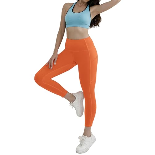 Womens High Waisted Active Yoga Pants with Pockets Tummy Control Workout Buttery Soft Leggings