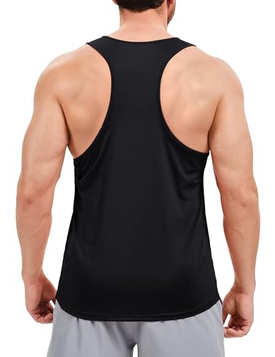 Mens Workout Tank Top UPF 80+ Y-Back Muscle Shirts Quick Dry Sleeveless Tee Shirt for Swim Beach Gym Athletic