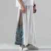 Mens Wide Leg Palazzo Pants Elastic Waist Yoga Painting Patch Slack