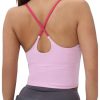 Women's Racerback Tank Top Criss Cross Spaghetti Strap Padded Strappy Longline Workout Gym Tops