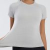 Seamless Short Sleeve Workout Shirts for Women Breathable Running Workout Tops Athletic Gym Yoga Basic Shirts
