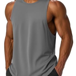 Men's Tank Top Sleeveless Muscle Shirts Quick Dry Workout Gym Cut Off Shirt Lightweight Summer Bodybuilding Tee