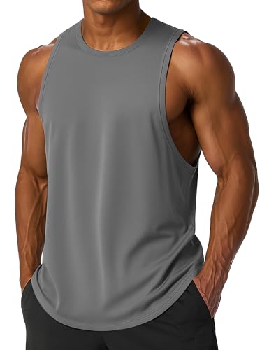 Men's Tank Top Sleeveless Muscle Shirts Quick Dry Workout Gym Cut Off Shirt Lightweight Summer Bodybuilding Tee