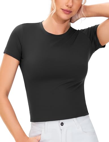 Women's Workout Tops Short Sleeve Slim Fit Breathable Athletic Yoga Running Casual Basic Tee Shirts