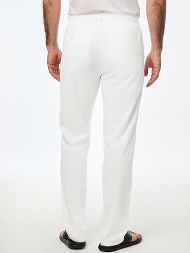 Men's Casual Drawstring Pants Elastic Waist Lightweight Pant Summer Beach Trouser with Pockets