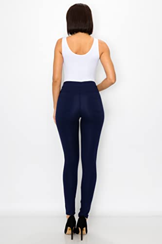 Women's Pull-On Ponte Pants – High Waist Slim or Flared Trousers with Tummy Control for Work or Casual Wear