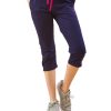 Women's Cotton Capri Pant Cropped Jogger with Side Pockets & Drawstring | Stretchable Lounge Yoga Workout Track Pants Size - M,