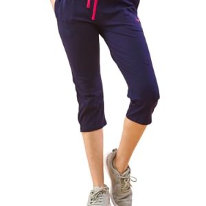 Women's Cotton Capri Pant Cropped Jogger with Side Pockets & Drawstring | Stretchable Lounge Yoga Workout Track Pants Size - M,