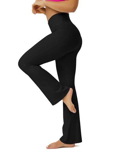 Yoga Pants Women, Flare Leggings for Women with Pockets Crossover High Waisted Bootcut Yoga Pants