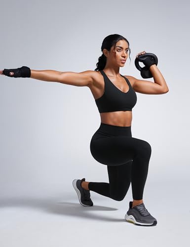 Womens Butterbreeze Criss Cross Back Sports Bra - V Neck Adjustable Straps Padded Wireless Workout Training Crop Top