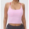 Women's Racerback Tank Top Criss Cross Spaghetti Strap Padded Strappy Longline Workout Gym Tops