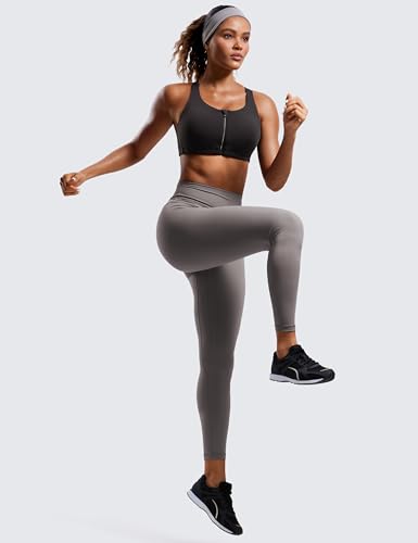 Womens Zip Front High Impact Sports Bra - Molded Cup Adjustable Convertible Straps Wireless Workout Yoga Crop Top