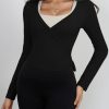 Womens Wrap Tie Tops Y2k Long Sleeve Ballet Pilates Yoga Workout Wrap Shirts Deep V Neck Casual Tops
