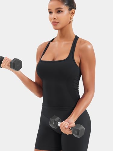 Esteile Workout Tank Tops for Women Square Neck Sleeveless Camisole Tops Seamless Racerback Gym Athletic Yoga Shirts