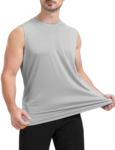 Men's Sleeveless UPF 50+ Swim Shirts Quick Dry Workout Tank Top UV Protection Running Gym Muscle T Shirts