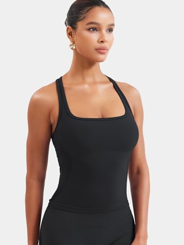Esteile Workout Tank Tops for Women Square Neck Sleeveless Camisole Tops Seamless Racerback Gym Athletic Yoga Shirts