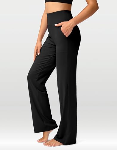 Women's Yoga Pants Wide Leg wiht Pockets High Waist Stretch Loose Casual Lounge Sweatpants Petite/Regular/Tall