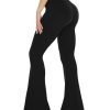 Black Flare Leggings for Women, Crossover Yoga Pants with Pockets Bootcut Flared Leggings