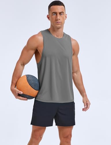 Men's Tank Top Sleeveless Muscle Shirts Quick Dry Workout Gym Cut Off Shirt Lightweight Summer Bodybuilding Tee