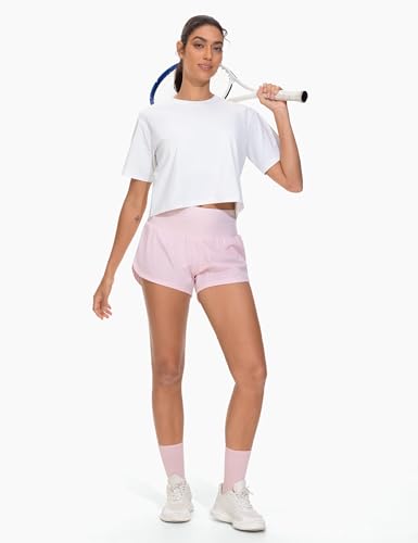 Workout Crop Tops for Women Short Sleeve Shirts Loose Fit Yoga Athletic Basic Cropped T-Shirts