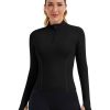 31k0-WZ6PaL.jpg Womens Workout Tops Long Sleeve Quarter Zip Pullover Quick Dry Golf Shirt Athletic Slim Fit Crop Yoga Gym Tops