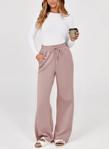 31kBZz3OnnL.jpg Women's Wide Leg Pants 2025 Flowy Casual Pants Straight Leg Elastic Waisted Stretch Palazzo Pants